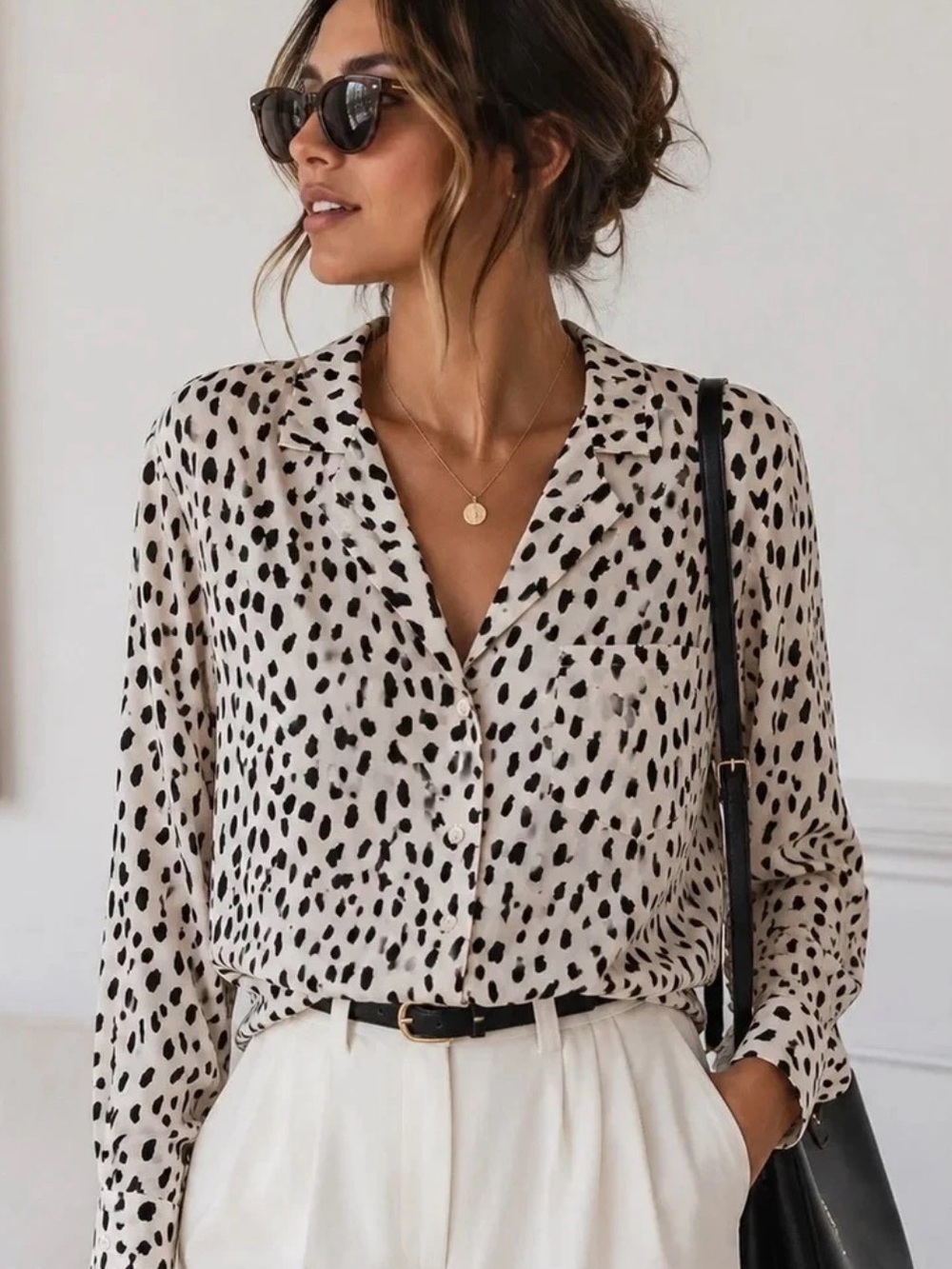 Never Worn - Rails Rebel Blush Spotted 100% Silk Button Down Blouse